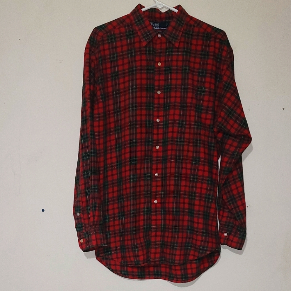 Polo Ralph Lauren Red and Green Plaid Men's Shirt, L, Christmas